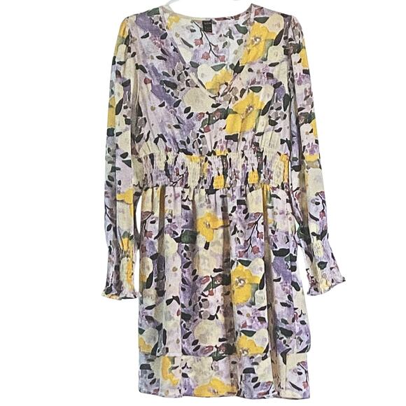 Long Sleeve Floral Ruffle Mini Dress - Picture 1 of 2